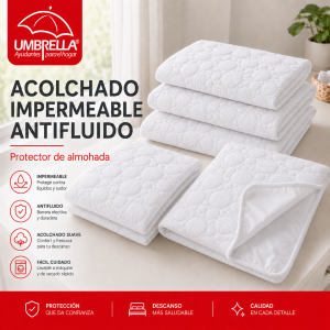 Protector de Almohada Acolchado, Impermeable, Antifluido 50 x 90